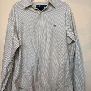 Ralph Lauren Men's Green Striped Button Down Shirt